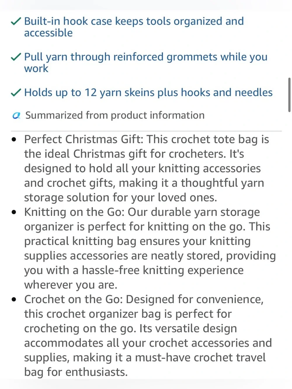 Craftiss Crochet Yarn Brown Craft Organizer Bag New #Lux-P